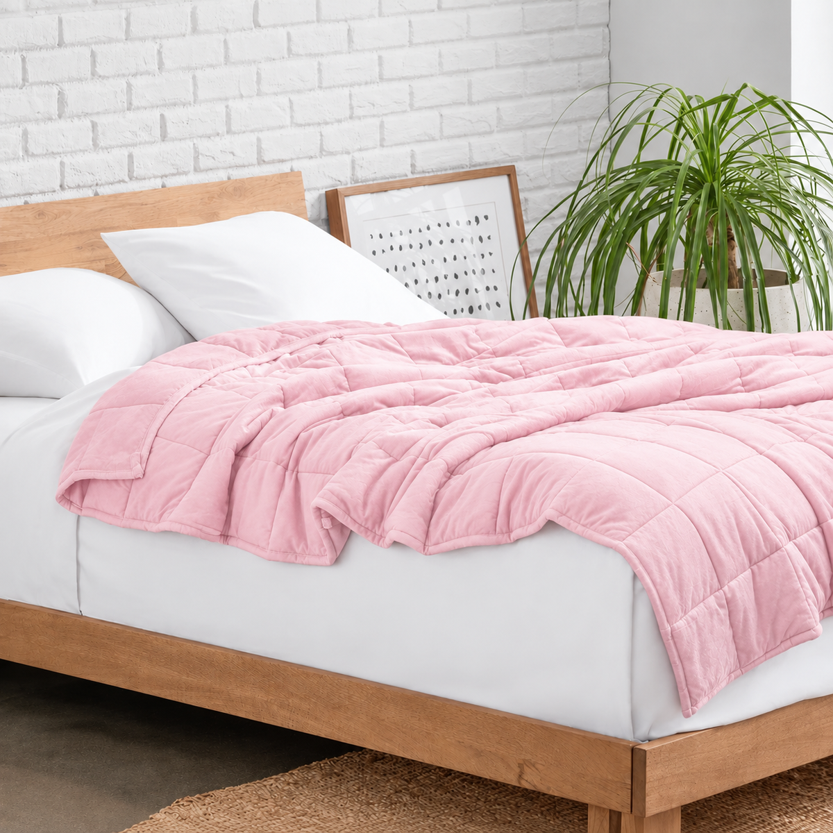 Light Pink Minky Fleece Weighted Blanket